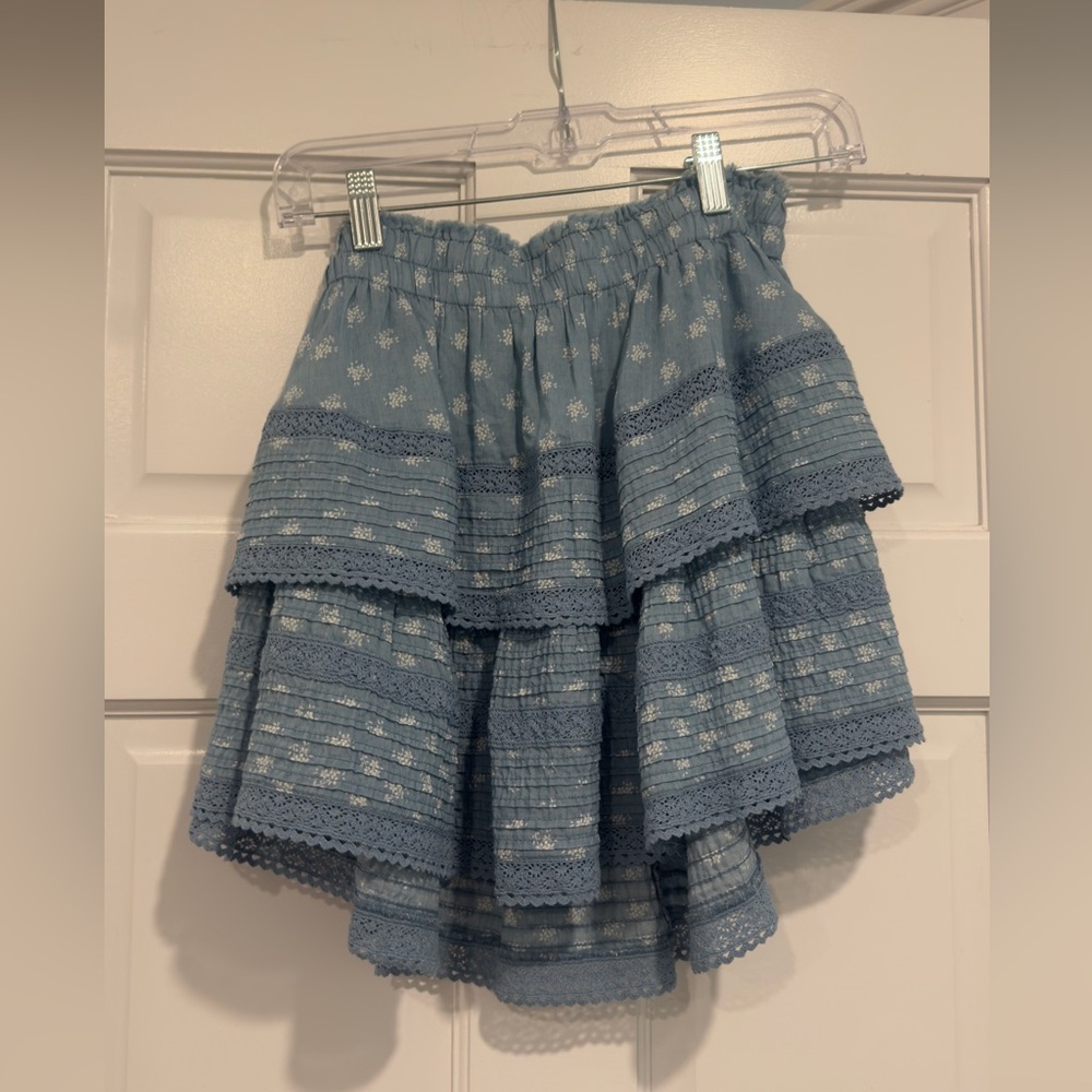 Aerie ruffle mini skirt | Blue floral size M
